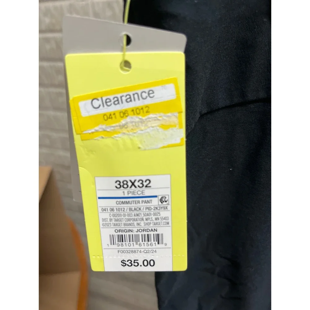 All in Motion Mens Commuter Pants Black 38x32 Slim Straight Performance Stretch - Picture 3 of 4